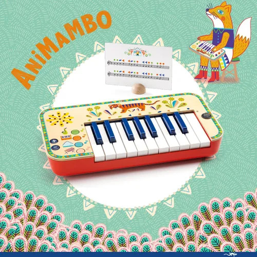 Vista 8 de DJECO Animambo - Sintetizador - Instrumento musical seguro para niños, lindo juguete musical educativo para habilidades motoras, creatividad
