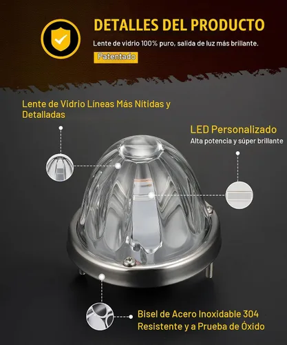 Vista 3 de Partsam 2 Piezas Luces de Cristal de Sandía [Patentadas] Lente Transparente LED Azul Luces Marcadoras Laterales de Separación con Bisel de Repuesto