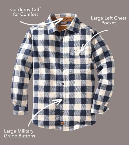 Vista 4 de Venado - Camisas de vellón con cuadros escoceses para hombre, suaves y pesadas