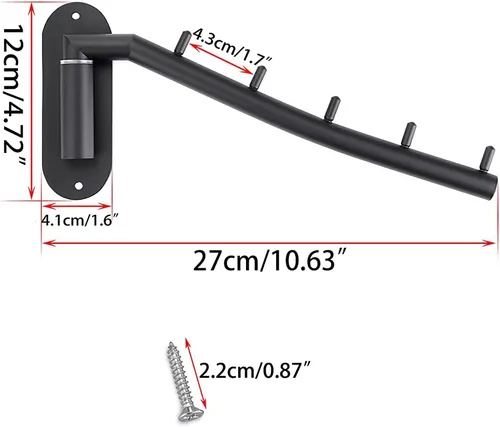 Vista 3 de Sumnacon Perchero de acero inoxidable para colgar ropa, 2 piezas, gancho para ropa con brazo oscilante, organizador de almacenamiento de bata Negro