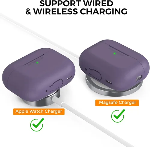 Vista 3 de AHASTYLE Funda protectora de silicona para AirPods Pro 2 [LED frontal visible] Compatible con AirPods Pro de 2ª generación (Púrpura)