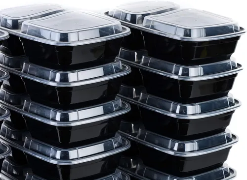 Vista 5 de EcoQuality Contenedores de preparación de comidas [paquete de 75] [38oz] 2 compartimentos con tapas, caja Bento reutilizable, recipientes