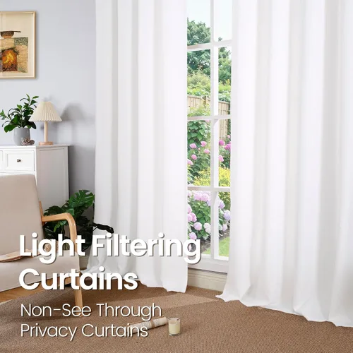 Vista 151 de BGment Cortinas de Lino Beige de 63 Pulgadas de Largo 2 Paneles - Tratamientos para Ventanas con Textura de Arpillera Filtrantes de Luz Cortinas B