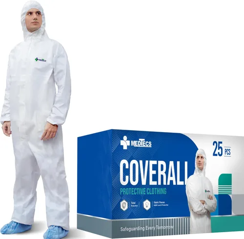 Vista 8 de Medtecs Trajes de materiales peligrosos - 6 opciones de tamaños - Traje de overol desechable, overol de protección médica Trajes