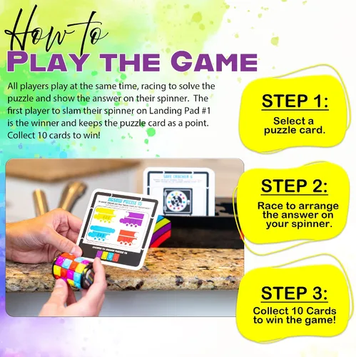 Vista 3 de Project Genius Juego Head Spin – Noche de juegos familiares, Fidget Spinners, 200 tarjetas de rompecabezas de lógica, a partir de 8 años, juego