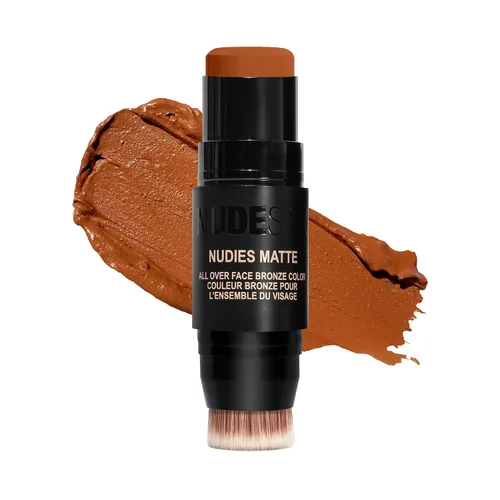 Vista 12 de Nudestix Nudies Bronze All Over Matte Bronzing Stick – 3-in-1 Cream Bronzer for Cheeks, Eyes & Lips with Built-In Brush Natural Contour & beach