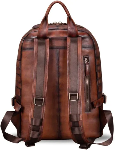 Vista 3 de IVTG Mochila grande de cuero genuino para hombre, mochila vintage para portátil, mochila de alta capacidad para bolsa de viaje