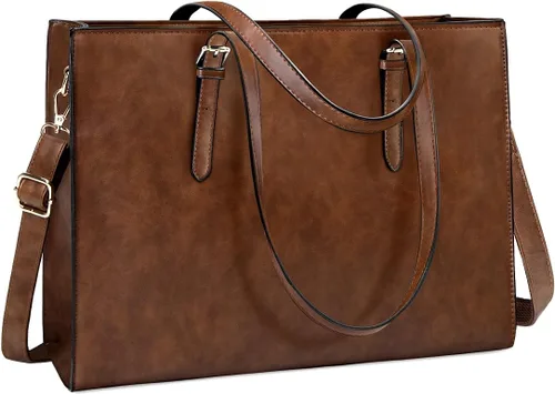 Vista 9 de Bolsa para laptop para mujer de 15.6 pulgadas, bolsa de piel, bolsa de trabajo