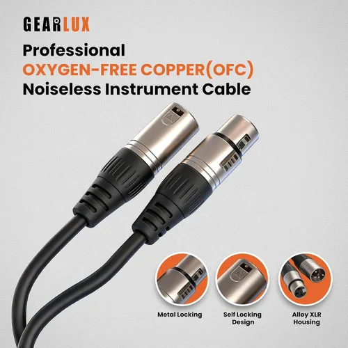 Vista 2 de Gearlux – Cable de micrófono XLR, completamente balanceado, macho a hembra, 25 pies - Paquete de 3