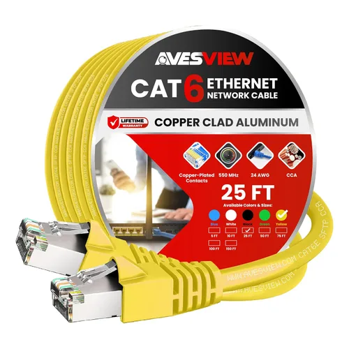 Vista 30 de Cable Ethernet blindado CAT 6 de 5 pies, para interiores de alta velocidad (SFTP) 10 Gbps blindado sin enganches, cable Ethernet de 5 pies