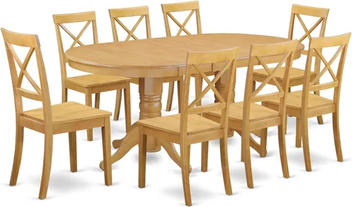 Vista 20 de East West Furniture VABO7-LWH-W - Juego de comedor de 7 piezas compuesto por una mesa de comedor ovalada con hojas de mariposa y 6 sillas de asiento
