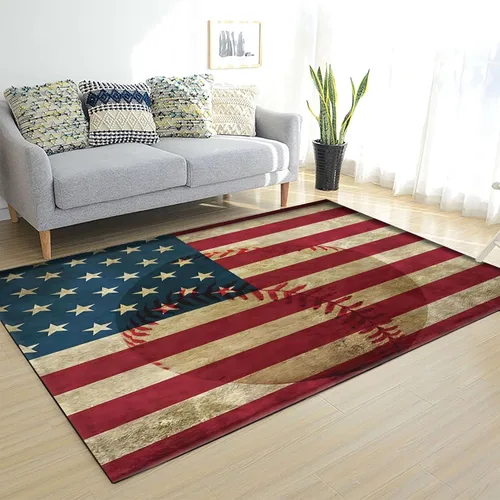 Vista 31 de Alfombra moderna y contemporánea con bandera estadounidense para interiores, 3 x 4 pies, alfombra antideslizante con temática de camuflaje verde
