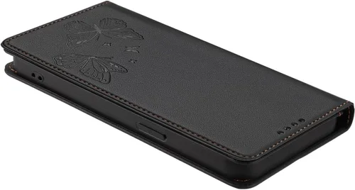 Vista 4 de Compatible con Nothing CMF Phone 1 Flip Kickstand Magnético Cierre a Presión Ranura para Tarjeta Funda para Teléfono Negro