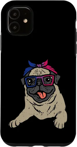 Vista 5 de iPhone 13 Pro Pug Dog Bandana LGBTQ Bisexual Flag Gay Pride Bi Dog Lover Case