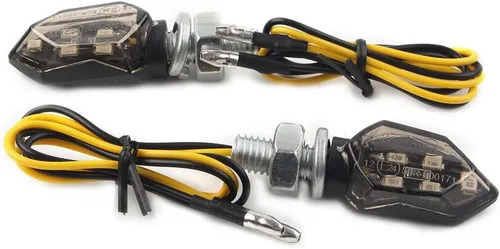Vista 2 de 2 luces LED intermitentes para motocicletas, 5 luces LED, mini 0.394 in y 12 V, indicador universal de motocicleta intermitente ámbar, lámpara