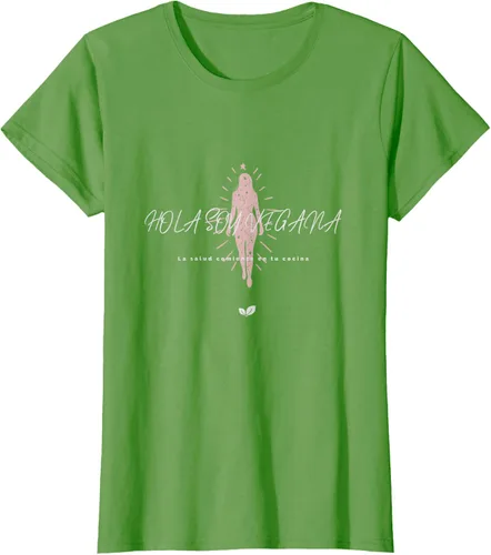 Vista 3 de Camiseta Hola Soy Vegana para mujer