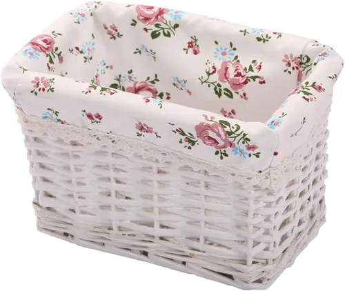Vista 4 de KINGWILLOW Cesta de almacenamiento rectangular de mimbre y contenedores de contenedor, caja organizadora, arte y manualidades (pequeño)
