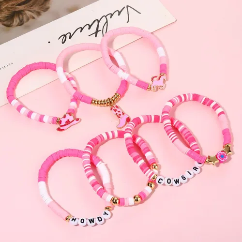 Vista 303 de Surfer Heishi - Pulseras apilables para mujer, apilables, de vinilo arcoíris, disco de arcilla, pulseras elásticas para la amistad, joyería bohemia