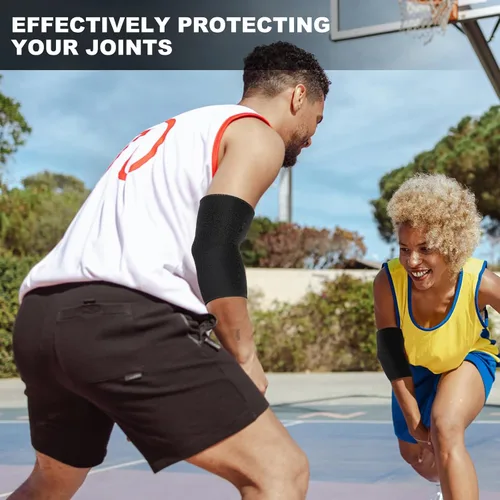 Vista 3 de Coderas de compresión, coderas para hombres y mujeres, soporte para codo de golfista de tenis, mangas de soporte de brazo para protección deportiva