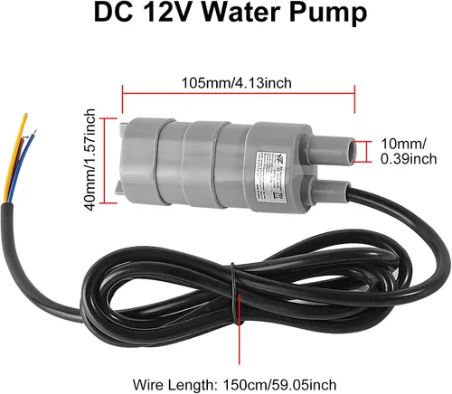 Vista 2 de Paquete de 2 motores sumergibles de bomba de agua de CC de cabeza alta para estanque, acuario, fuente de pecera 10L/Min 600L/H DC12V 1.2A con tubo