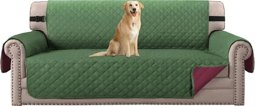 Vista 37 de H.VERSAILTEX Funda de sofá resistente al agua para sofá de 3 cojines, reversible, protector de muebles acolchado con correa elástica, funda de sofá