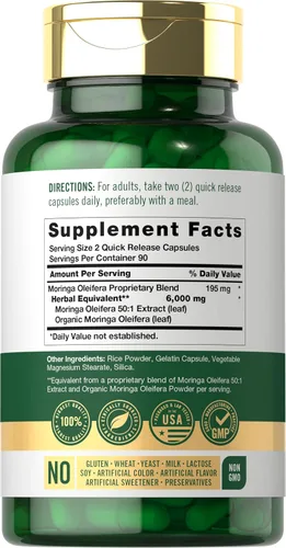 Vista 2 de Carlyle Suplemento Moringa Oleifera 180 Cápsulas