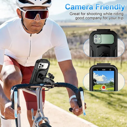 Vista 7 de Soporte de teléfono para bicicleta, impermeable, soporte para teléfono de motocicleta, manillar, rotación de 360°, soporte para teléfono celular