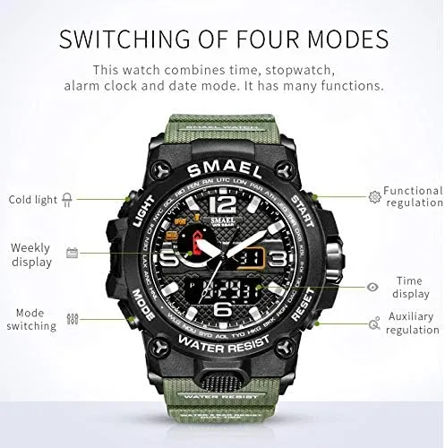 Vista 3 de SMAEL Fashion Mens Watches LED Sport Waterproof Top Luxury Brand Digital Male Quartz Wrist Watch