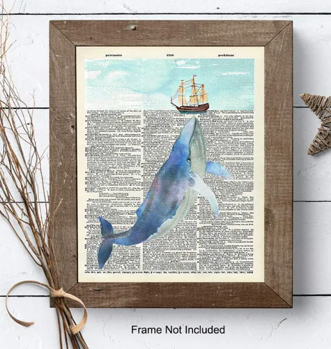 Vista 7 de Arte de Pared con Diccionario Náutico de Ballena - Foto de 8x10, Imagen - Océano, Mar, Playa, Decoración del Hogar, Decoración Shabby Chic - Regalo