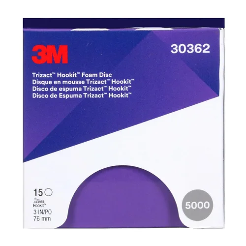 Vista 3 de Disco de espuma Trizact 3M Trizact Hookit, 30362, 3 pulgadas, P5000, 15 discos por caja, azul