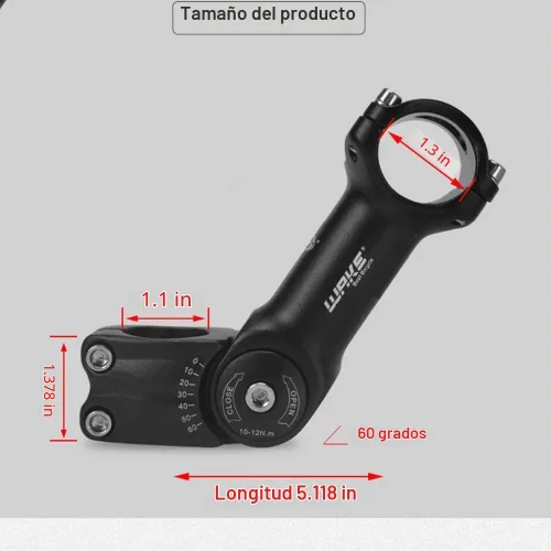 Vista 2 de CYSKY Vástago de bicicleta ajustable 31.8 25.4 3.543 in/4.331 in/5.118 in 0-60 grados ajustable MTB vástago de bicicleta elevador para bicicleta