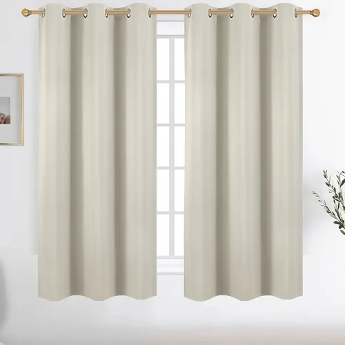 Vista 63 de Diraysid Cortinas opacas beige con ojales para dormitorio, con aislamiento térmico, cortinas de oscurecimiento de habitación, 38 x 54 pulgadas, 2