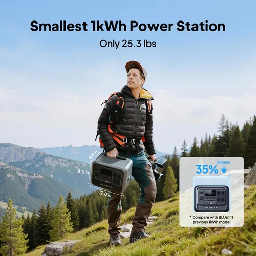 Vista 4 de BLUETTI Elite - Estación de energía portátil de 100 V2, batería de respaldo LFP de 1024 Wh con 4 puertos de CA de 1800 W