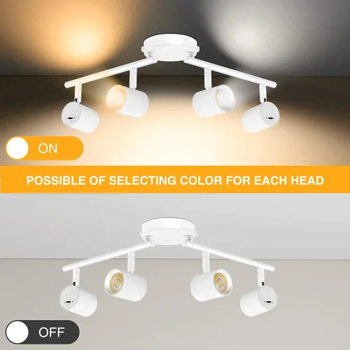 Vista 3 de VANoopee - Accesorios de iluminación LED de 5 colores, 4 luces, para techo, color blanco
