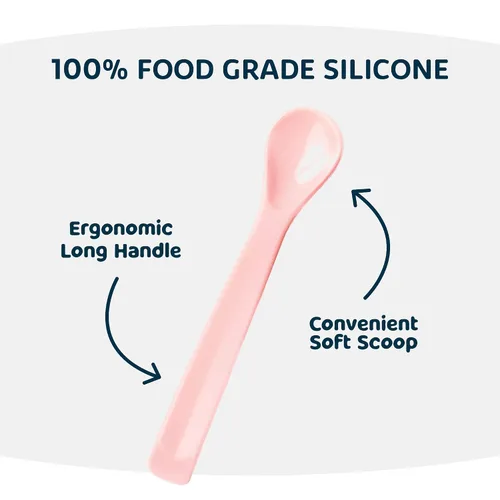 Vista 4 de Tiny Twinkle Cuchara para bebé, cuchara de alimentación para bebés sin BPA, cuchara de silicona para bebés, cucharas para bebés, artículos