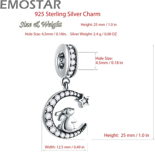 Vista 3 de Animal Theme Charms, MomChild of Owl Bear Dog, Rabbit Flamingo Elephant Panda Cat Parrot Crocodile Unicorn Charms in 925 Sterling Silver, Fit