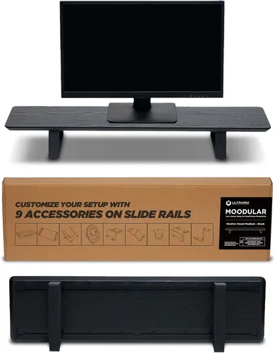 Vista 13 de ULTRARM Moodular - Soporte de Monitor de Madera de 45.6" (116cm) Organizador de Escritorio Grande con Rieles Deslizantes de Metal para Cajón
