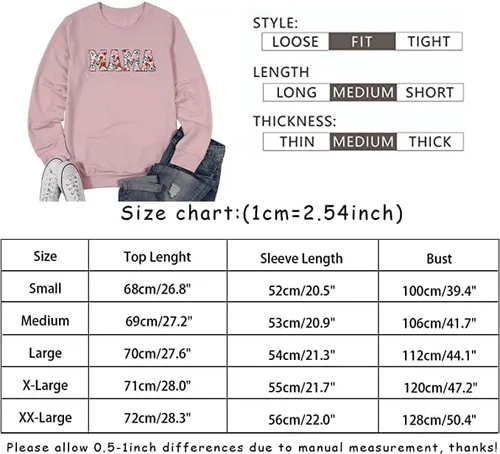 Vista 6 de MNLYBABY Sudadera Mama para mujer, cuello redondo, estampado de corazón de leopardo, sudadera de manga larga casual