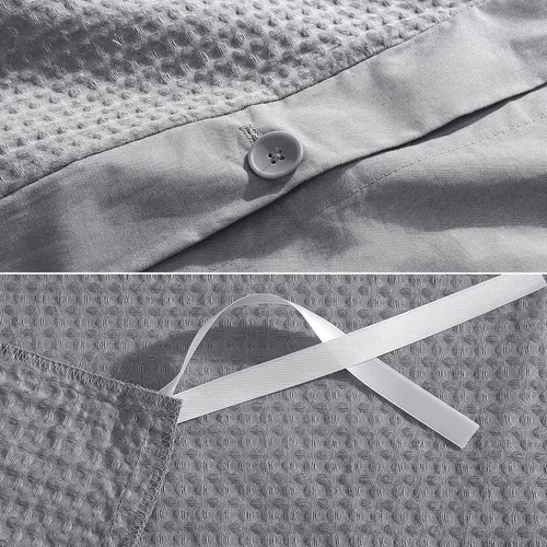 Vista 9 de Vera Wang - Juego de funda de edredón tamaño Queen, juego de ropa de cama de algodón suave con fundas a juego, cierre de botón, elementos esenciales