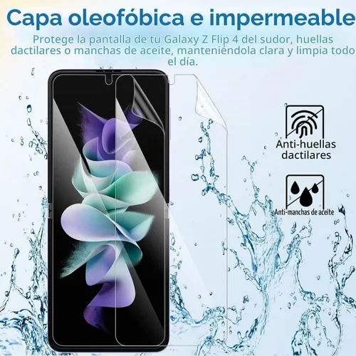 Vista 5 de Paquete de 2 protectores de pantalla para Galaxy Z Flip 4, protector de pantalla de película de hidrogel para Samsung Galaxy Z Flip 4, protector
