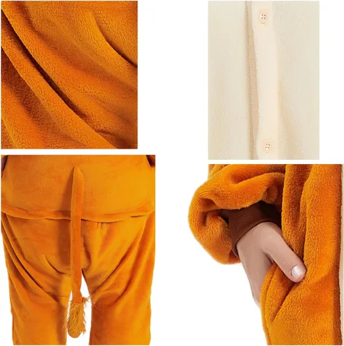Vista 4 de Pijama de franela de una pieza para disfraz de Halloween, diseño de animal