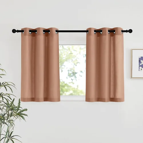 Vista 208 de NICETOWN - Cortinas de lino angora para ventana de cocina sobre el fregadero, con ojales, lino grueso angora, tratamientos cortos para ventanas
