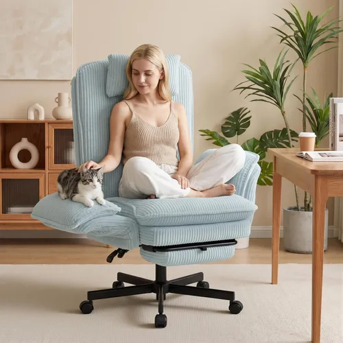 Vista 10 de Criss Cross Office Chair with Flip-Up Arms and Foot Rest, White