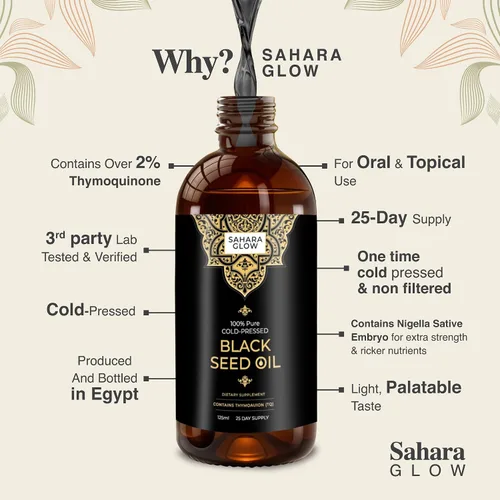 Vista 2 de Zamann Naturals Aceite de semilla negra – 100% puro Nigella Sativa, 1 vez prensado en frío y sin filtrar, fabricado en Egipto, alta timoquinona, 4.2