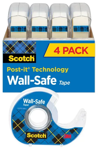 Vista 13 de Scotch Cinta segura para pared, 1 rollo dispensador, cinta extraíble segura para pared, para colgar fotos, arte, decoración, 3/4 pulgadas x 650