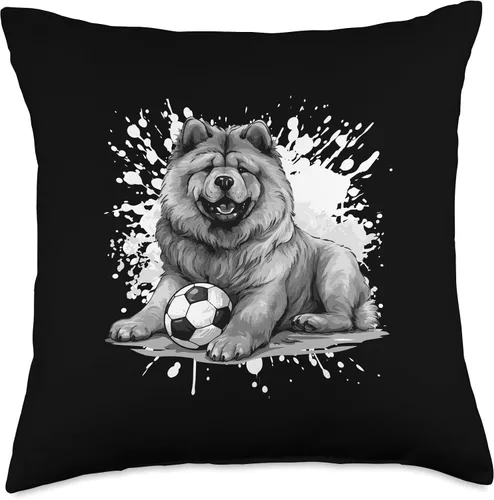 Vista 4 de Dog Sports Team Inc Chow Dog Soccer Team Animal Sports Throw Pillow, 16x16, Multicolor