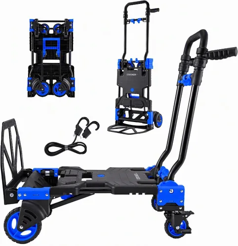 Vista 17 de Carro móvil plegable para carretilla de mano, 330lb convertible de 4 a 2