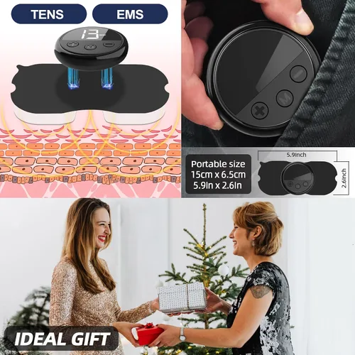 Vista 9 de Unidad TENS Inalámbrica Inteligente Estimulador Muscular Dispositivo TENS y EMS, Máquina Masajeadora Corporal Mini de Tejido Profundo con Pulso