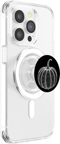 Vista 3 de Arte de línea minimalista de remolinos de calabaza - Sutiles PopSockets MagSafe PopGrip para iPhone