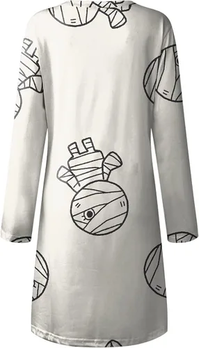 Vista 4 de UODSVP Vestido de Halloween para mujer casual holgado manga larga estampado